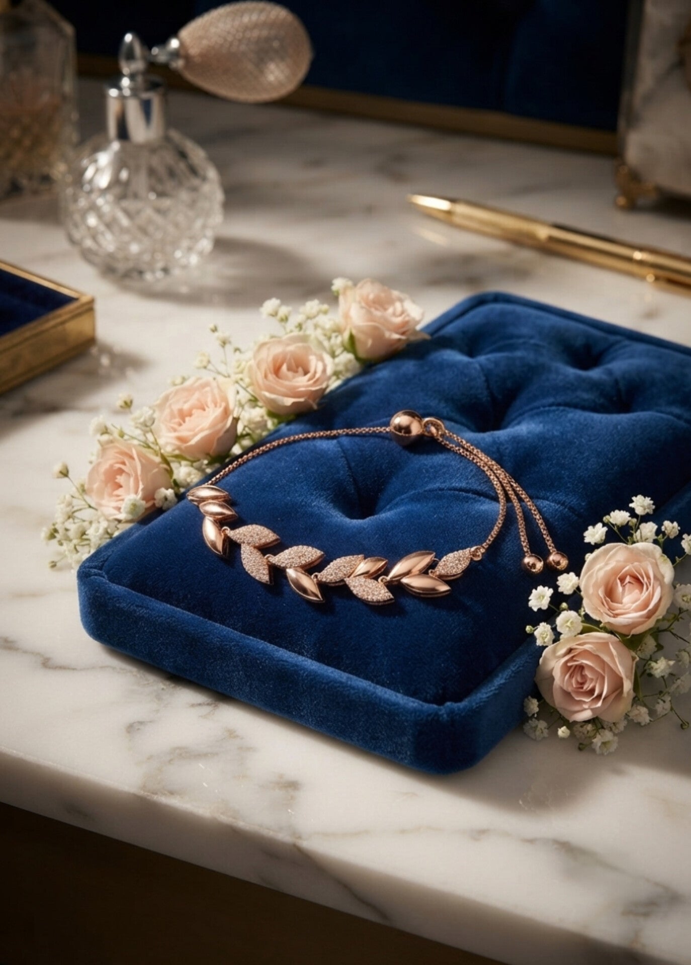 Elegant Gold-Plated Rose Gold Adjustable Bracelet