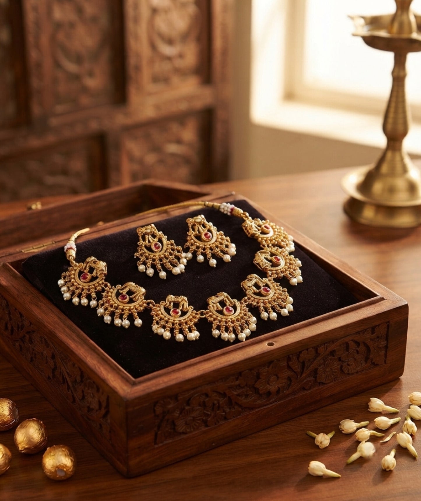 Exquisite Gold Plated Traditional Temple Choker for Festive Elegance