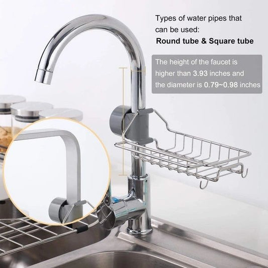 Stainless Steel Kitchen Sink Faucet Sponge Holder Caddy Organizer