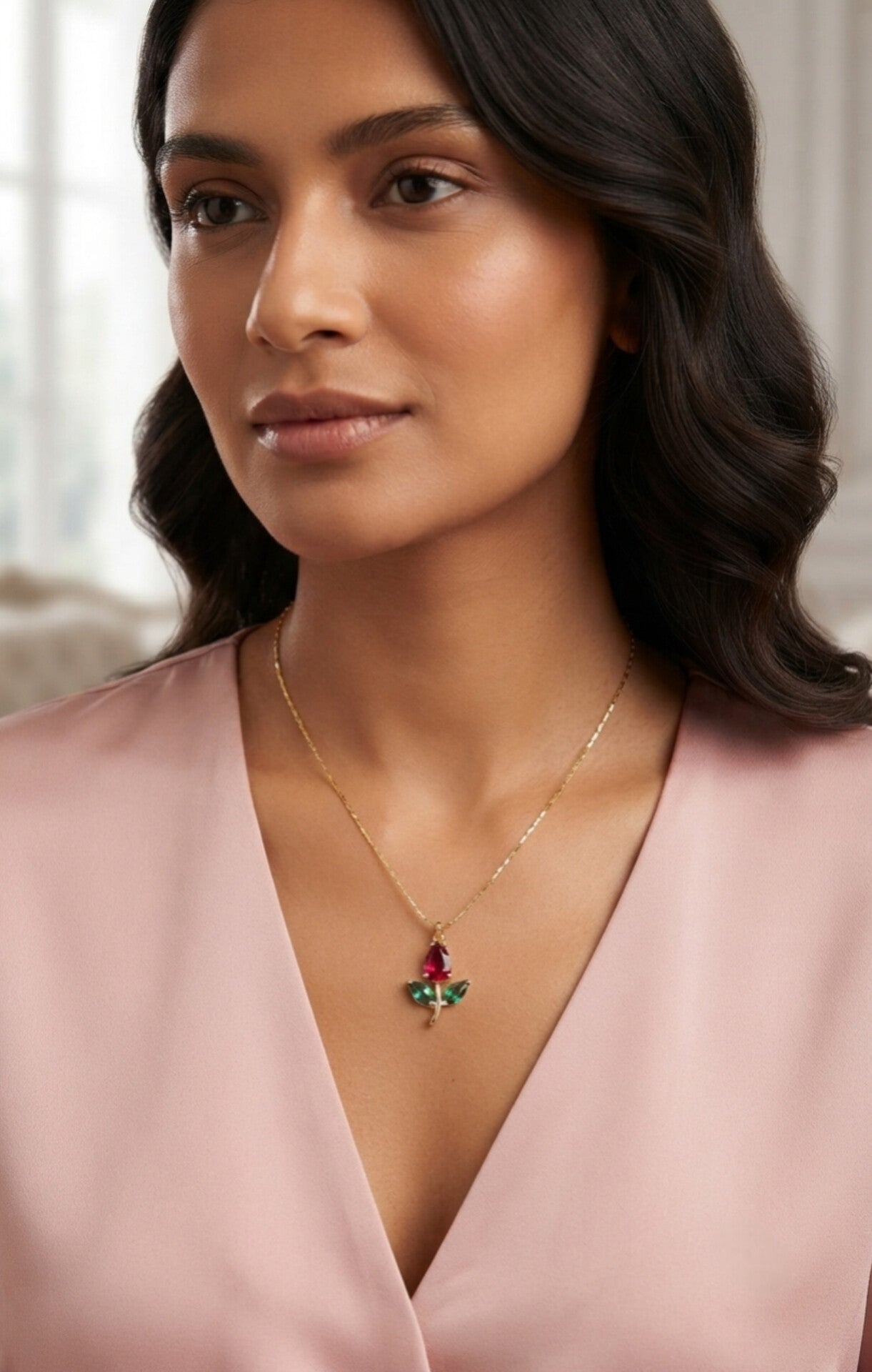 Charming Gold-Plated Mini Tulip Pendant with Chain