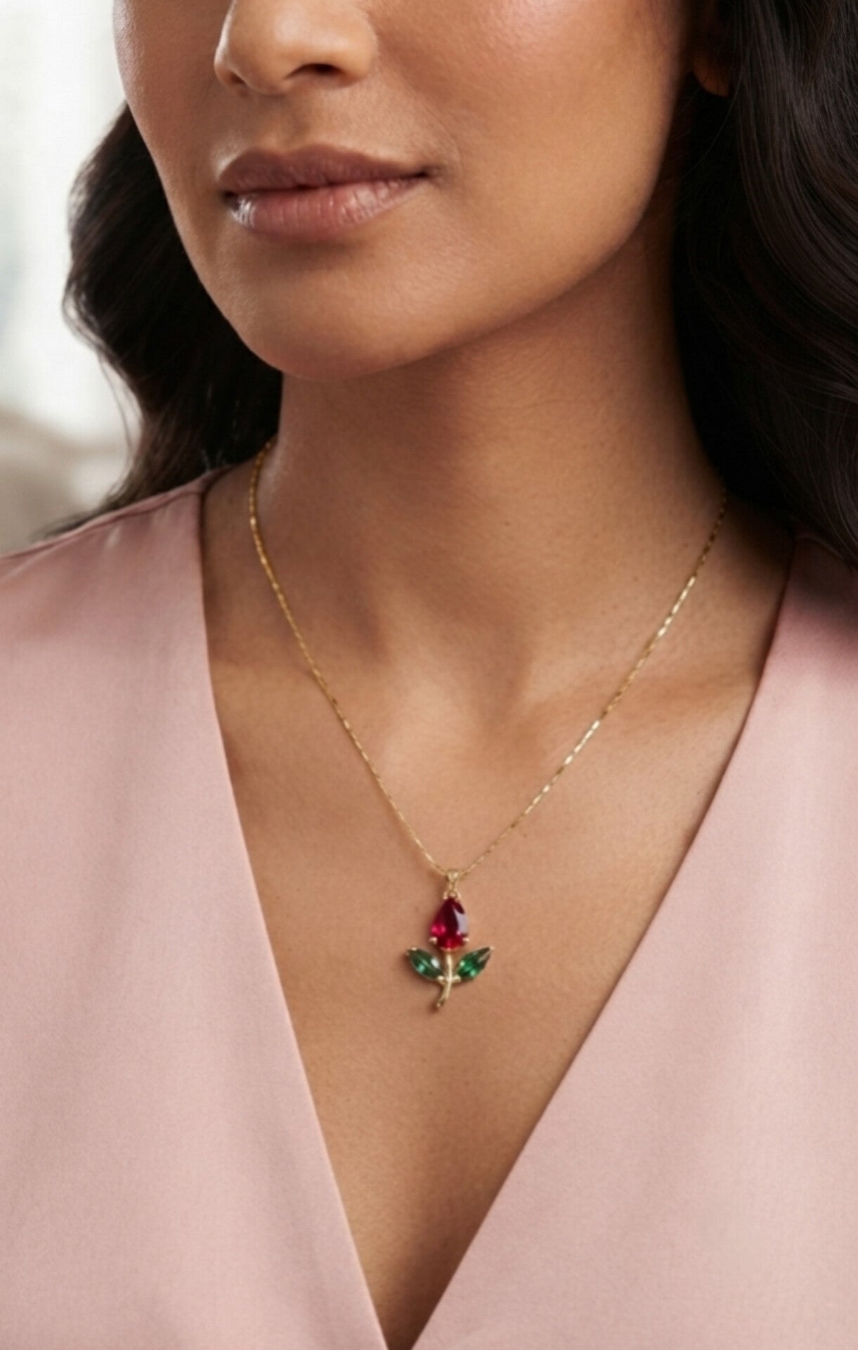 Charming Gold-Plated Mini Tulip Pendant with Chain
