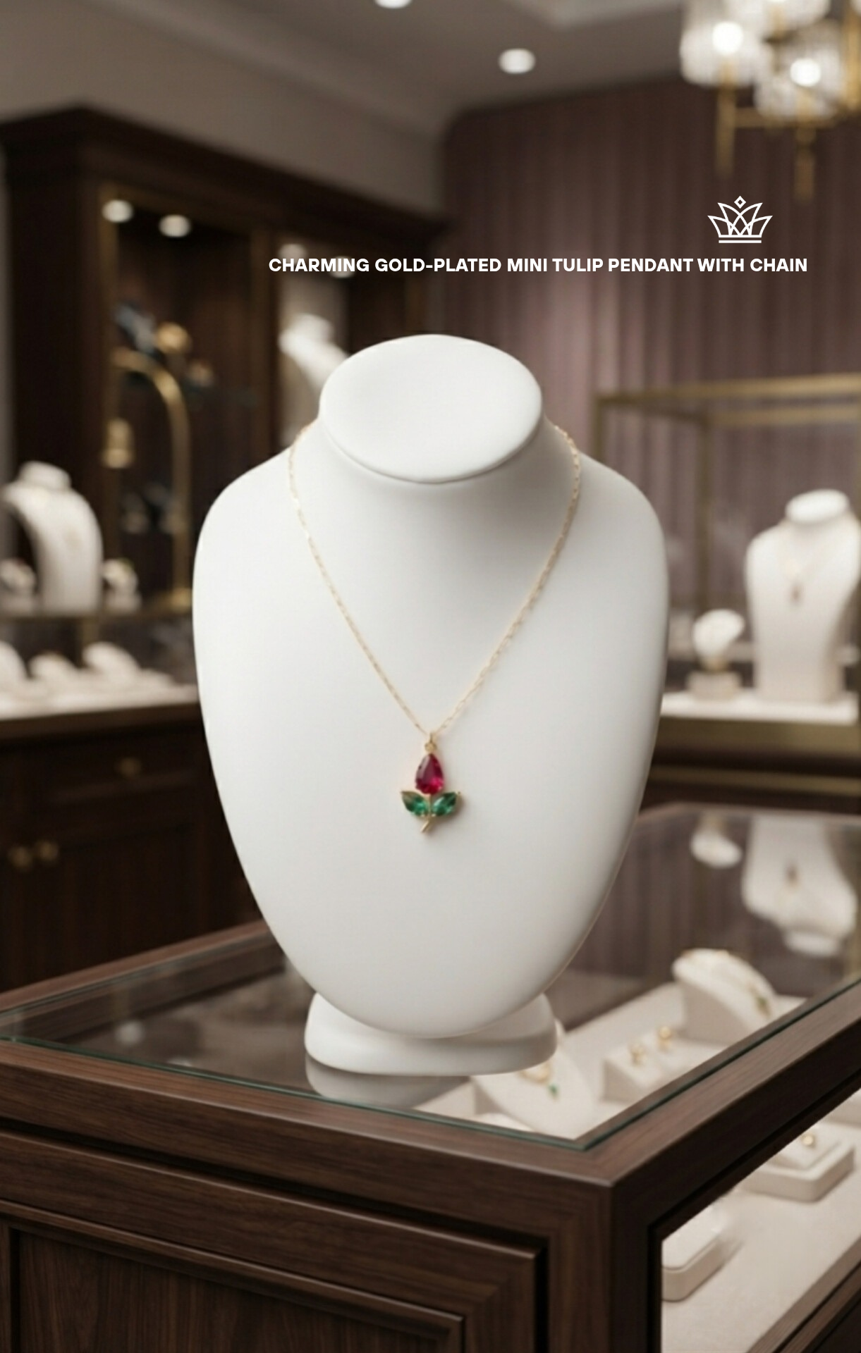 Charming Gold-Plated Mini Tulip Pendant with Chain