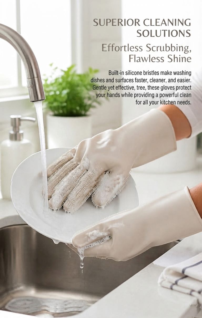 Premium Quality Reusable Silicone Hand Gloves for Household Cleaning - Durable Dish