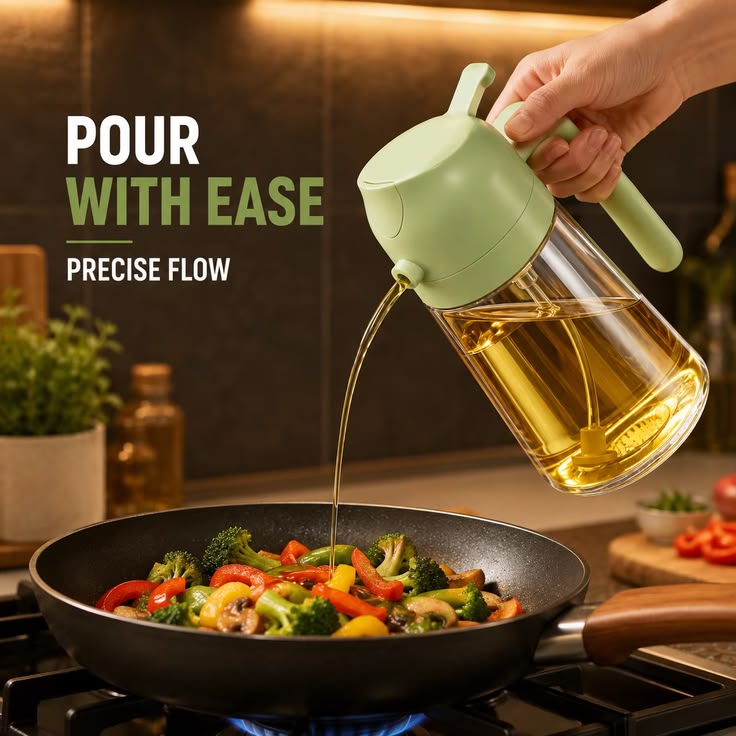 Dual Action Oil Sprayer Pourer Bottle
