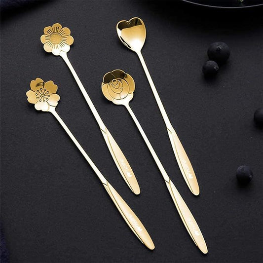 4 PCS Espresso Spoons Stainless Steel, Mini Teaspoons Set for Stirring Coffee, Dessert Cake