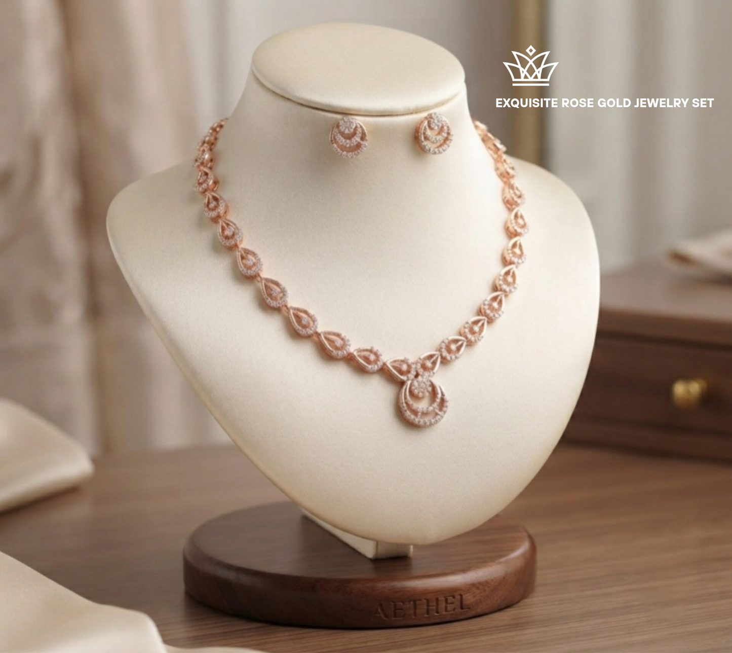 Exquisite Rose Gold Jewelry Set