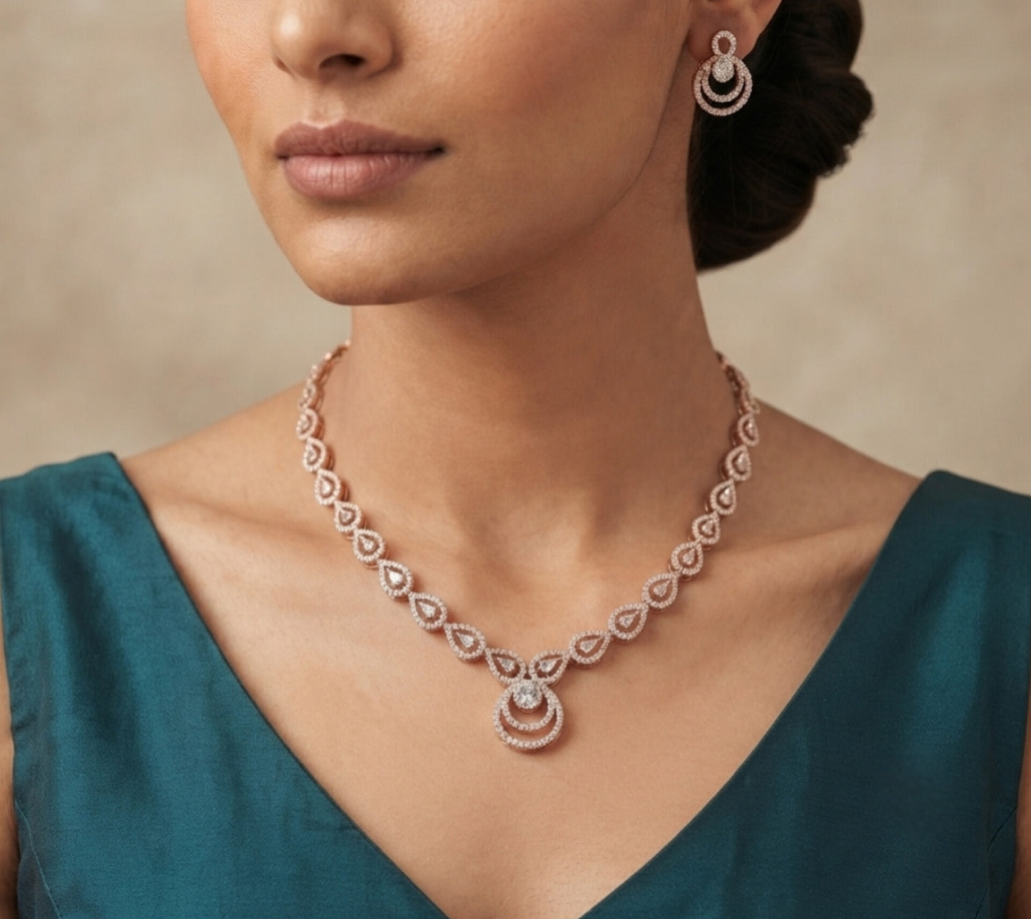 Exquisite Rose Gold Jewelry Set