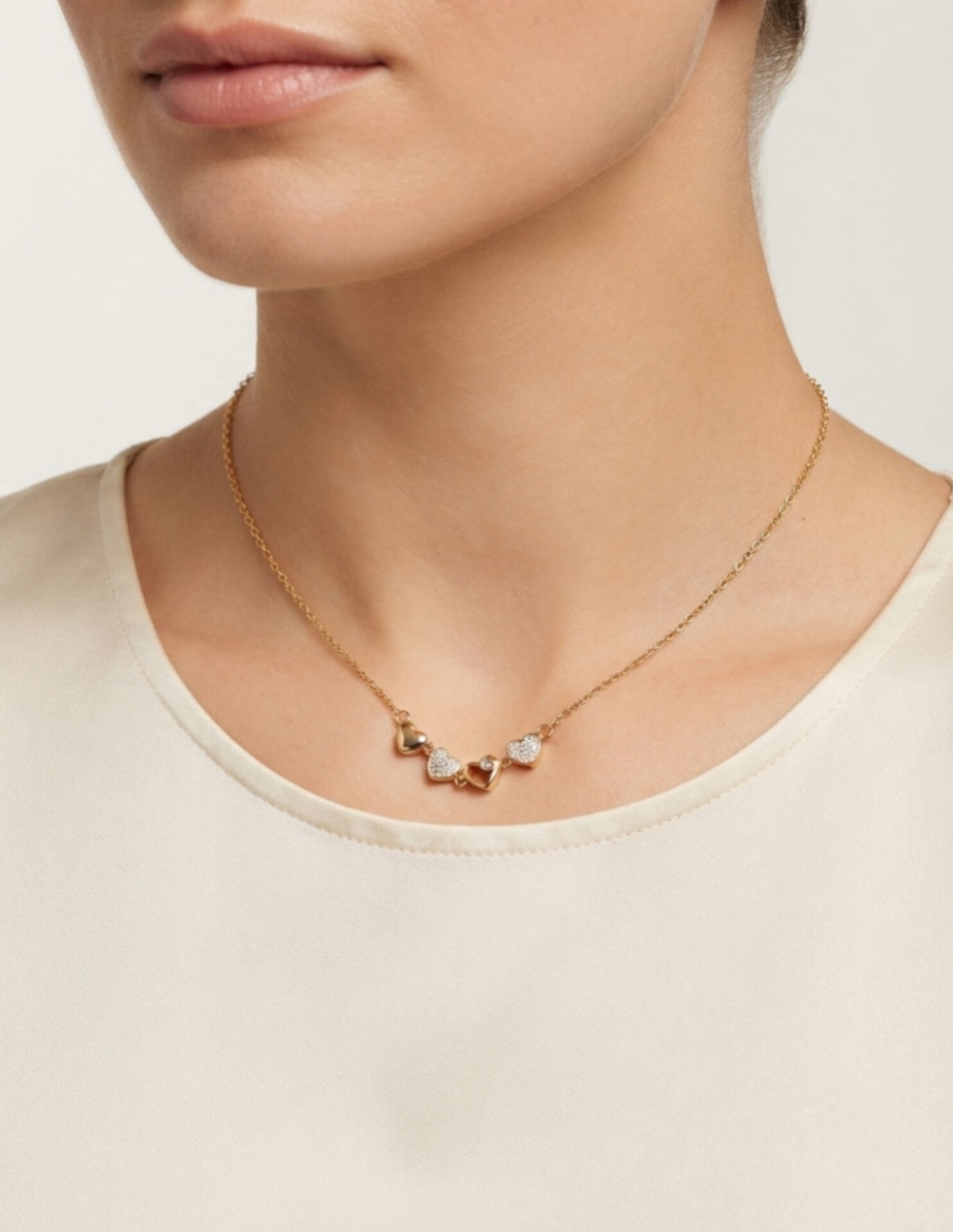Stylish Japanese &amp; Korean 4-in-1 Magnetic Heart &amp; Clover Necklace
