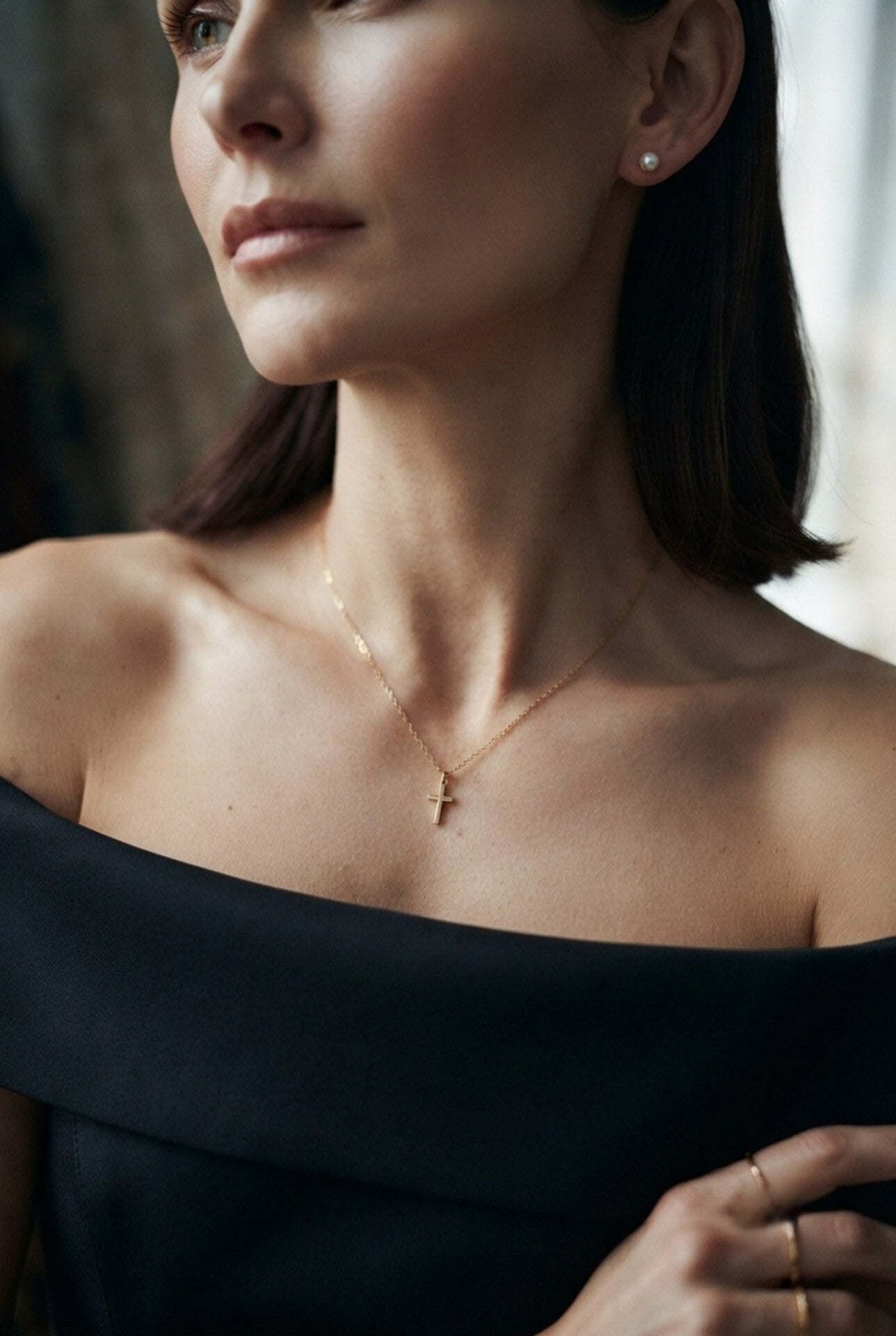 Dainty & Chic,Minimalist Gold Cross Pendant Necklace