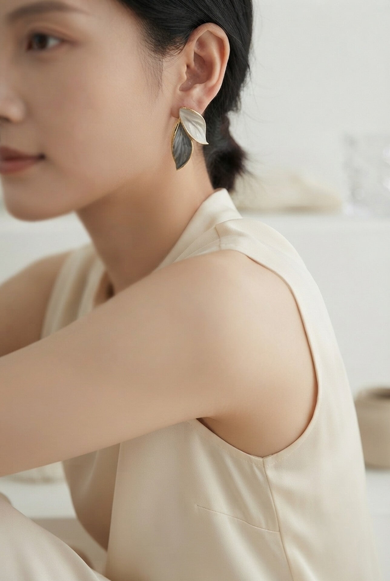 Korean Leaf Stud Earrings