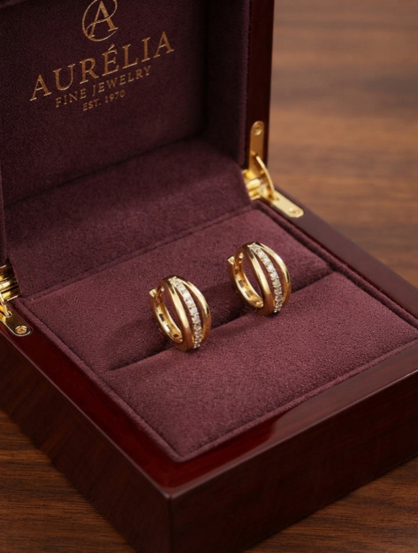 Gold-Plated Stone Huggie Earrings