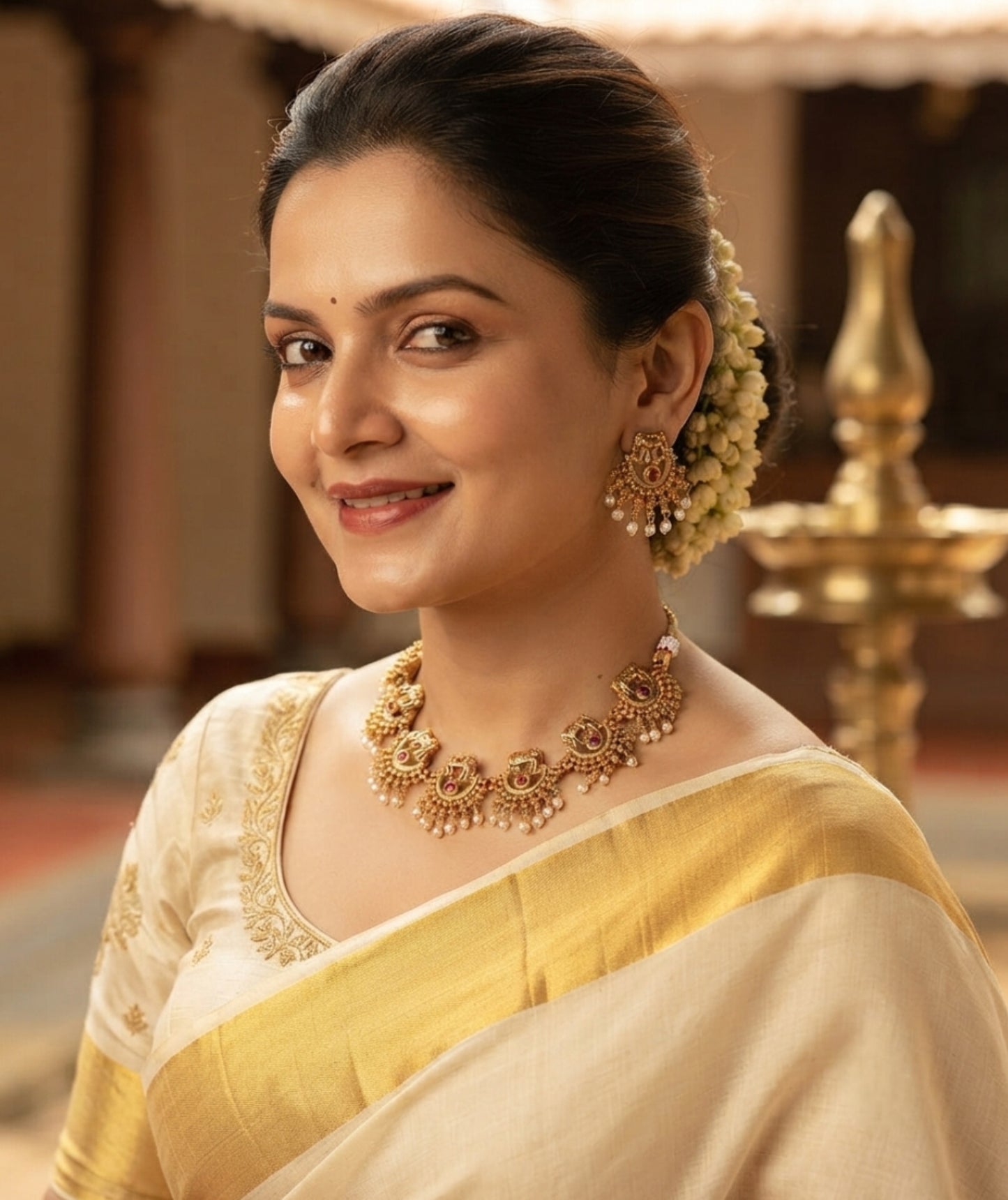 Exquisite Gold Plated Traditional Temple Choker for Festive Elegance