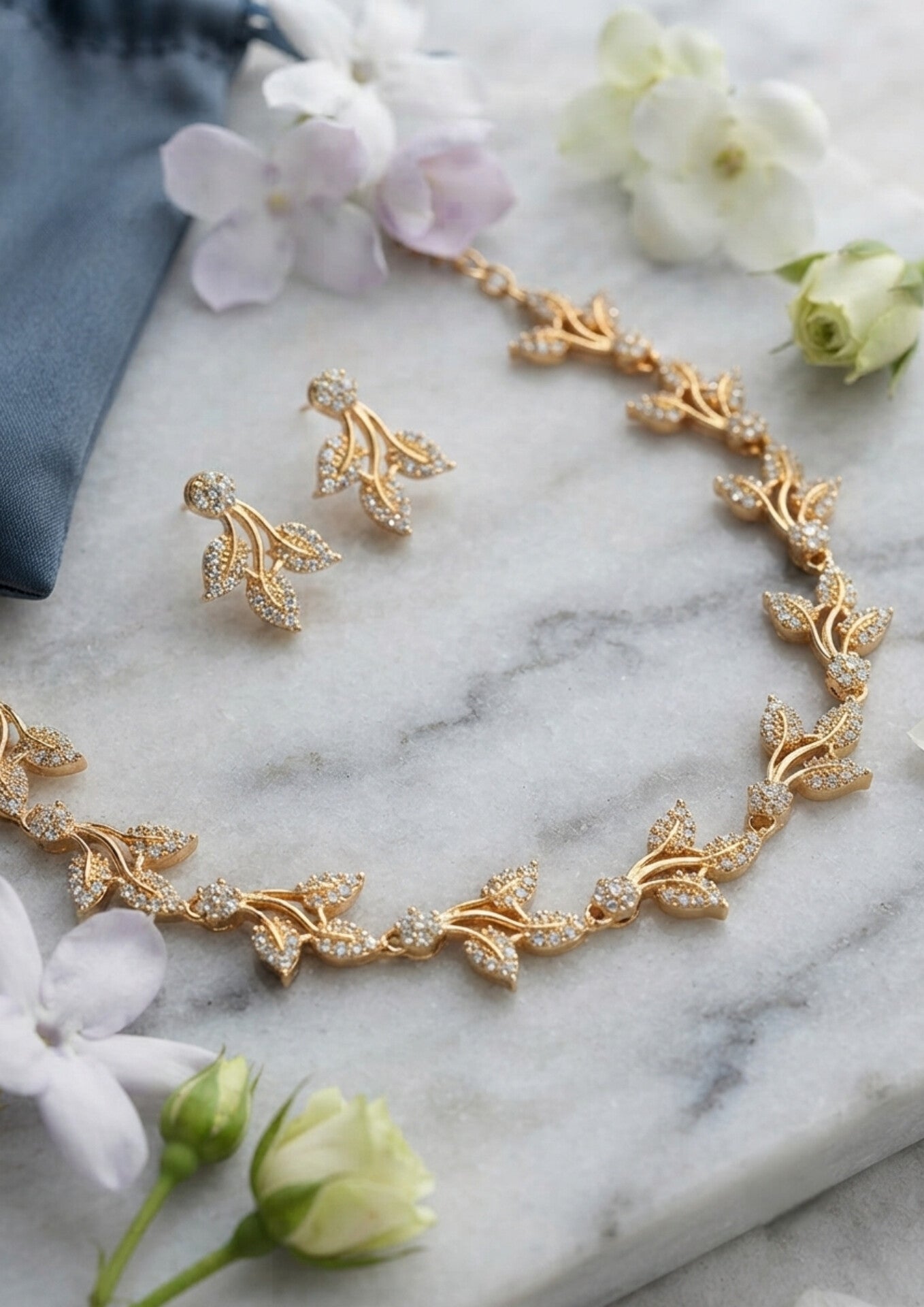 Gold Plated AD Neckless and earrings