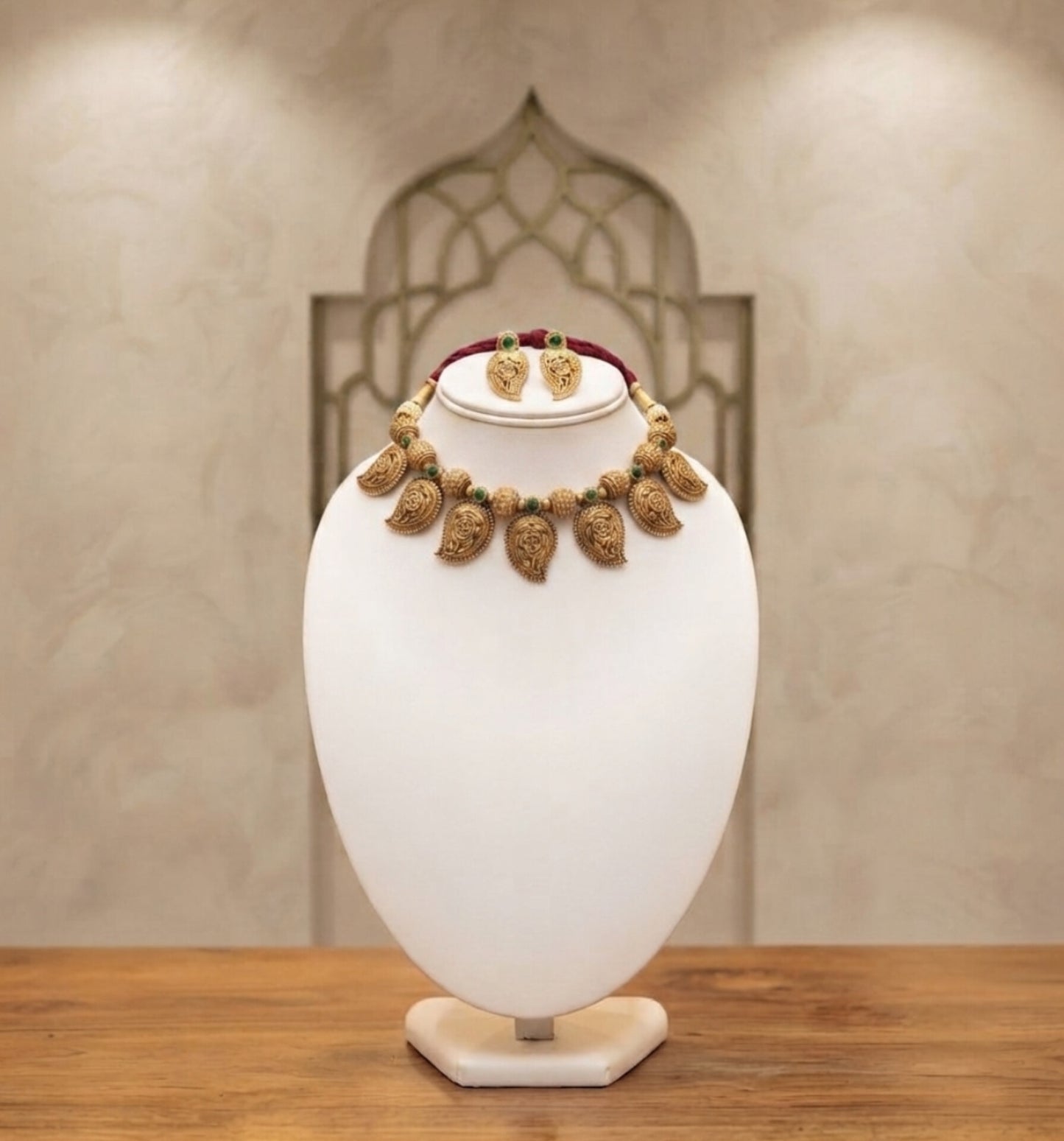 FIONZA Designer Gold Plated Traditional Necklace Set