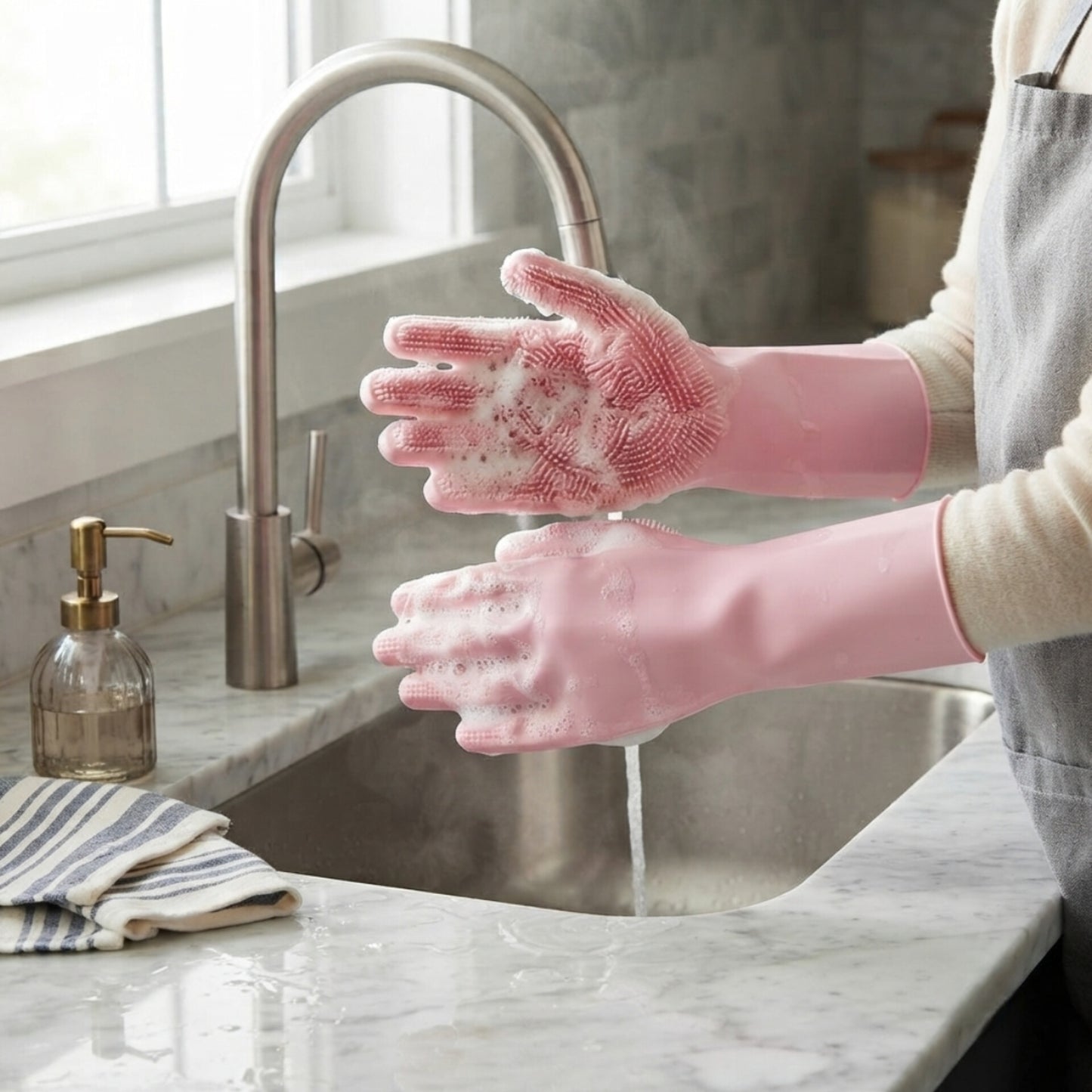Premium Quality Reusable Silicone Hand Gloves for Household Cleaning - Durable Dish