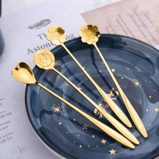 4 PCS Espresso Spoons Stainless Steel, Mini Teaspoons Set for Stirring Coffee, Dessert Cake