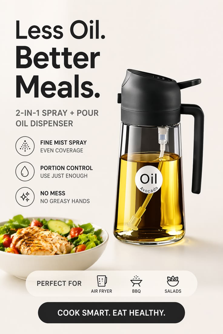 2-in-1 Oil Mist Sprayer and Oil Dispenser for Kitchen