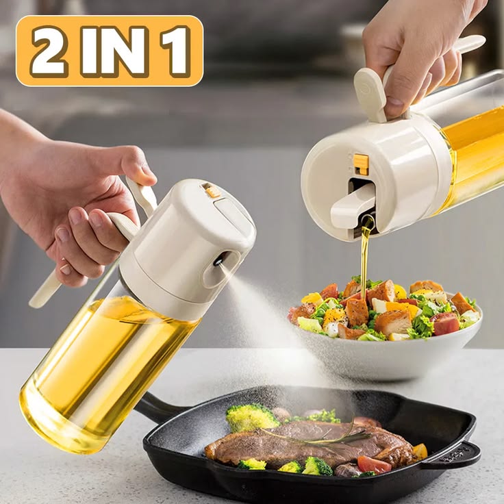 Dual Action Oil Sprayer Pourer Bottle